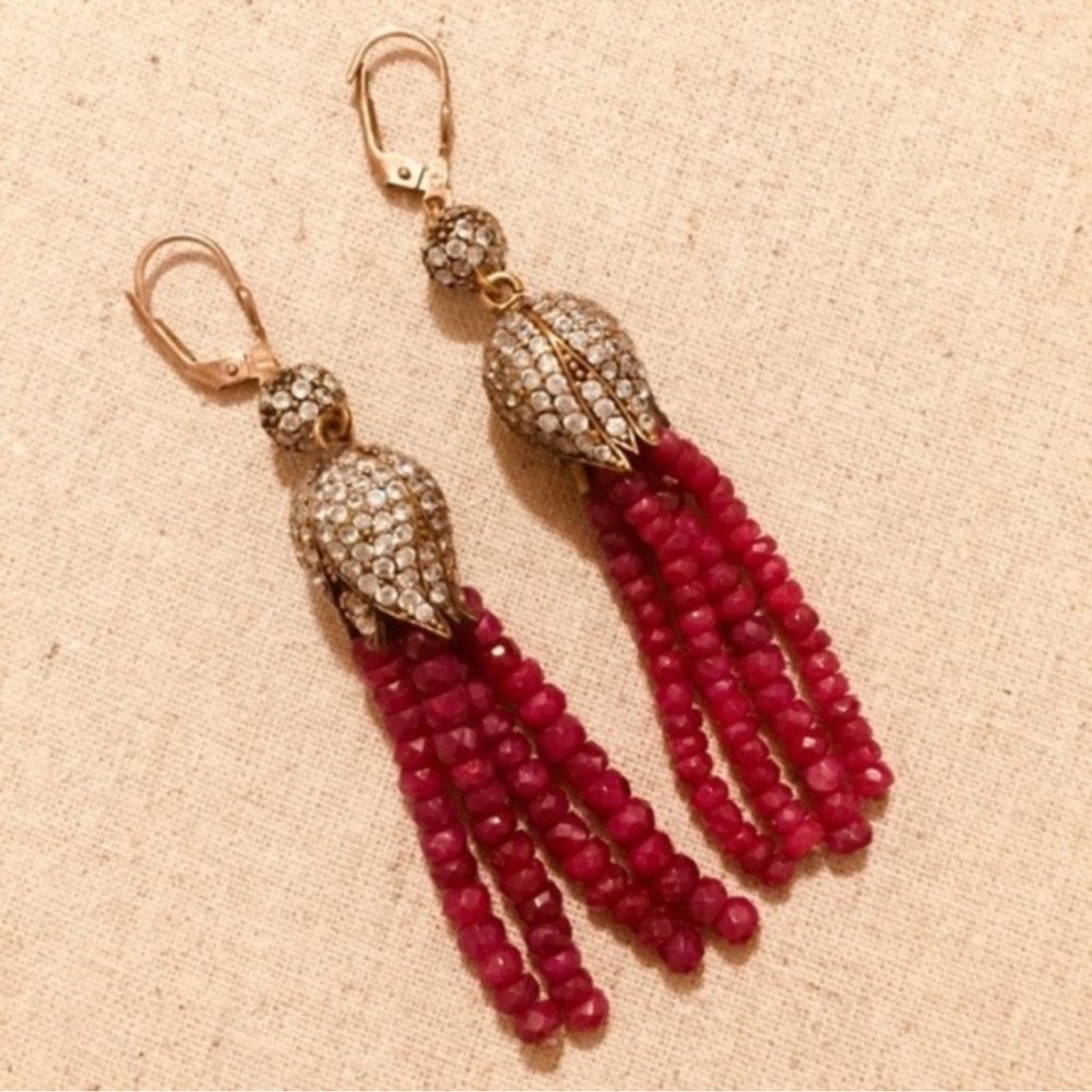Grand Bazaar | Earrings | Drop Ruby & CZ - Picture 9 of 12